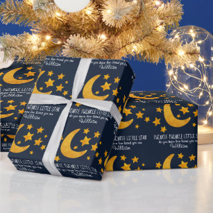 Personalised Twinkle Little Star Moon & Stars Wrapping Paper