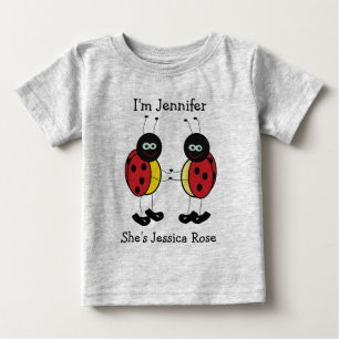 Personalised Twins Ladybug Friends Baby T-Shirt