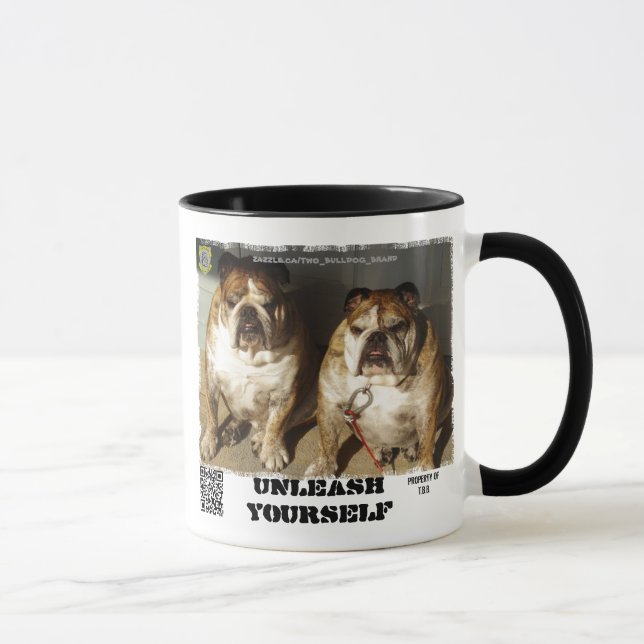 Personalised Two Bulldog Brand Mug (Right)