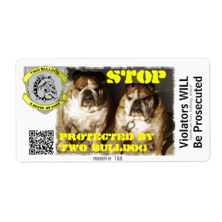 Personalised Two Bulldog Brand STOP Stickers