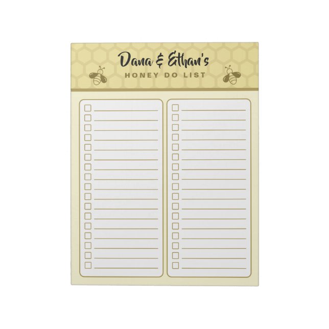 Personalised Two Column Honey Do List Notepad (Rotated)