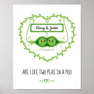 Personalised "Two Peas In A Pod" 2 Males couple Poster
