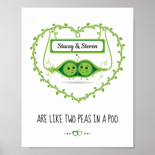 Personalised "Two Peas In A Pod" couples Poster (Front)