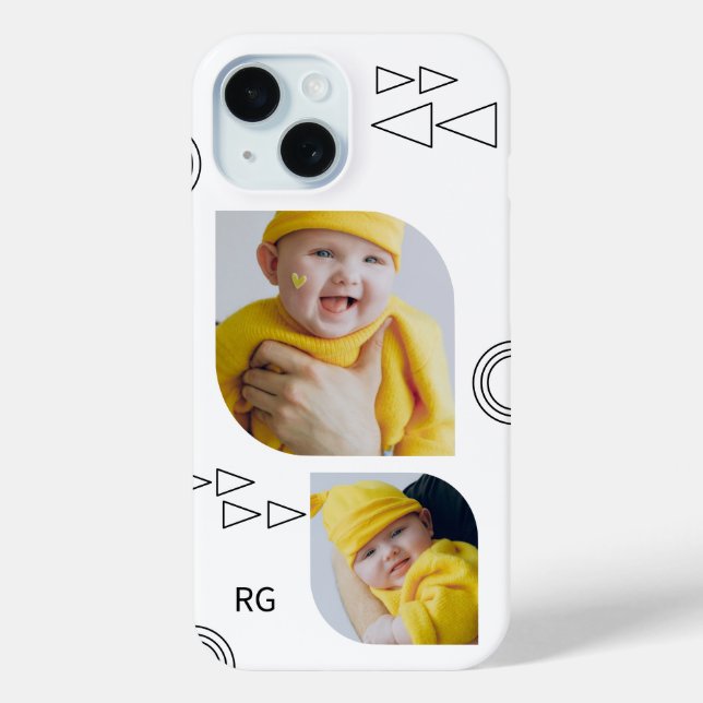 Personalised Two Photo Abstract Case-Mate iPhone Case (Back)