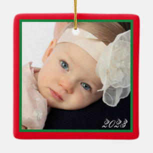 Personalised TWO Photo FAMILY Christmas Ceramic Ornament