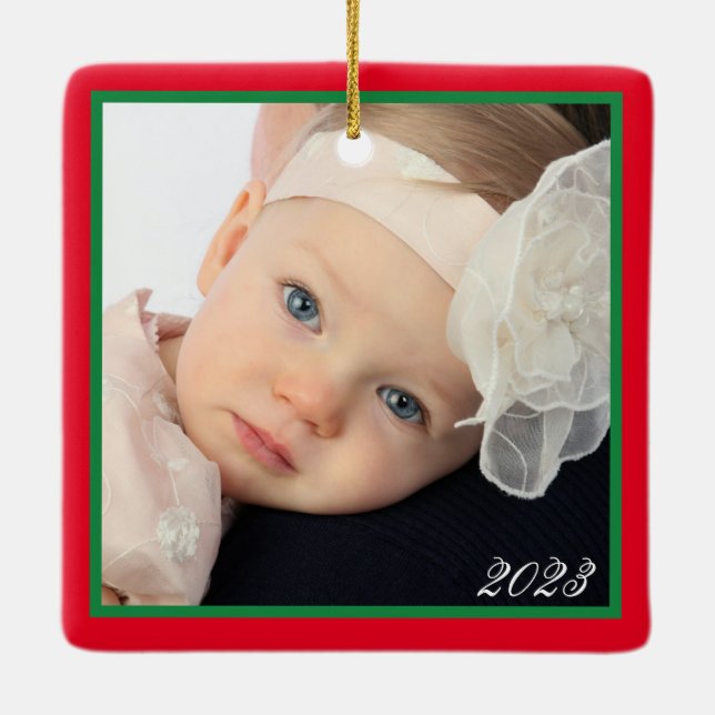 Personalised TWO Photo FAMILY Christmas Ceramic Ornament (Back)