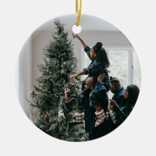 Personalised Two Sided Family Christmas Photo Ceramic Ornament