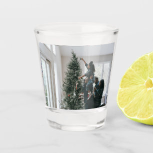 Personalised Two Sided Family Christmas Photo  Shot Glass