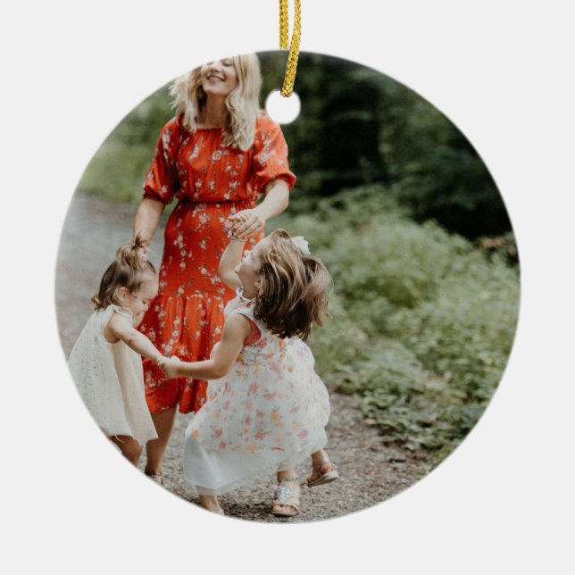 Personalised Two Sided Family Photo Ceramic Ornament (Front)