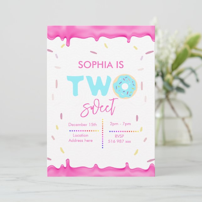 Personalised two sweet birthday invitation (Standing Front)