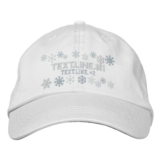 Personalised Two Text Lines Snowflakes Winter Embroidered Hat (Front)