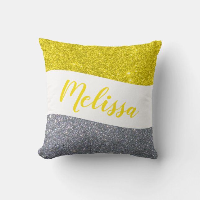 Personalised two tone glitter cushion (Front)