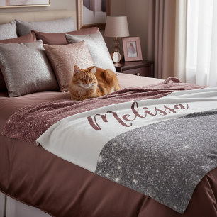 Personalised two tone glitter fleece blanket