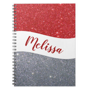 Personalised two tone glitter notebook