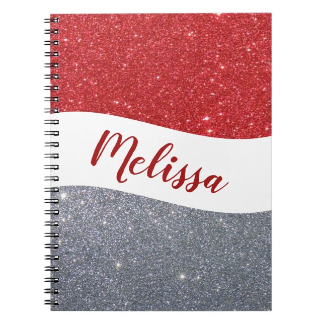 Personalised two tone glitter notebook (Front)