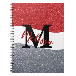 Personalised two tone glitter notebook