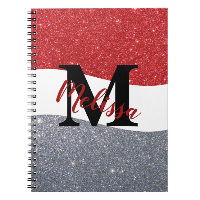 Personalised two tone glitter notebook (Front)