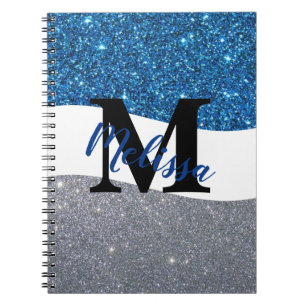 Personalised two tone glitter notebook