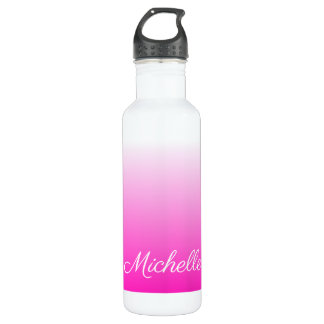 Personalised two-tone gradient ombre hot pink 710 ml water bottle