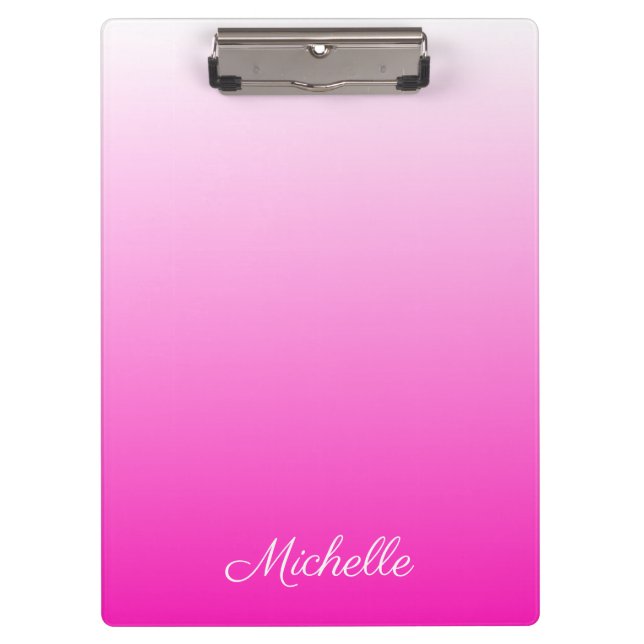 Personalised two-tone gradient ombre hot pink clipboard (Front)