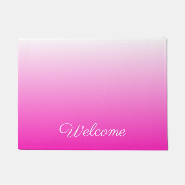 Personalised two-tone gradient ombre hot pink doormat (Front)