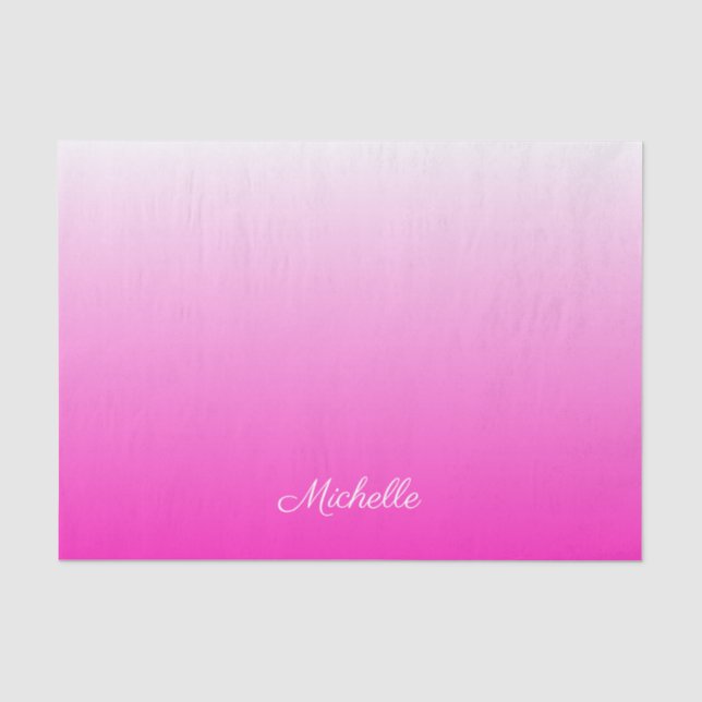 Personalised two-tone gradient ombre hot pink tissue paper (Front)
