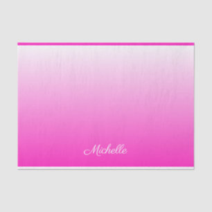 Personalised two-tone gradient ombre hot pink tissue paper