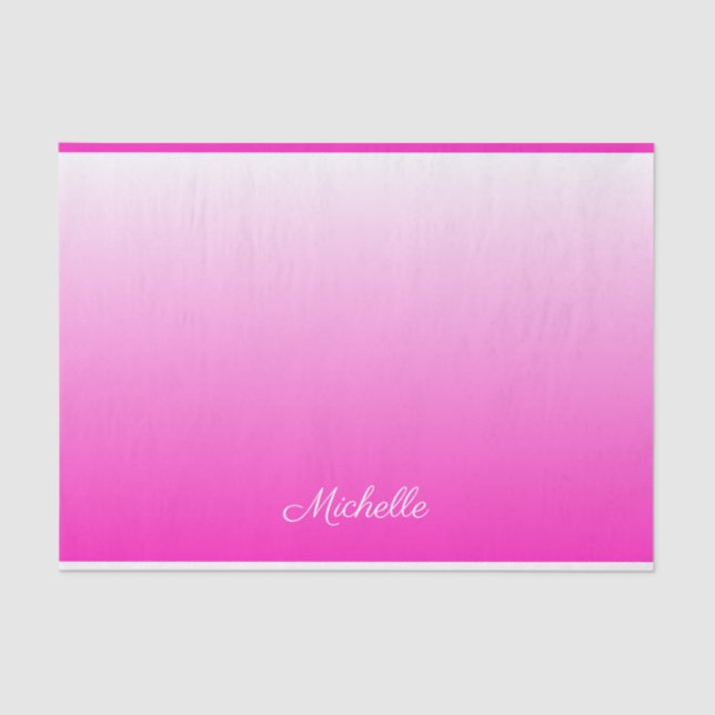 Personalised two-tone gradient ombre hot pink tissue paper (Front)