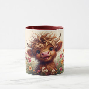Personalised Two-Tone Highland Cow Mug, 11 oz Mug