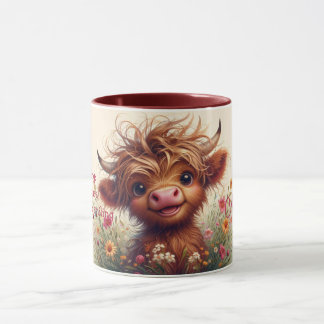 Personalised Two-Tone Highland Cow Mug, 11 oz Mug