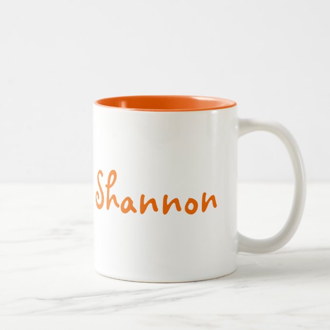 Personalised two tone orange and white mug (Right)