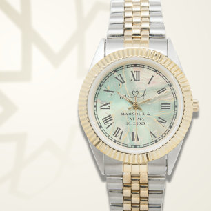 Personalised Two-Tone Watch ∣ Aqua Marble Gift