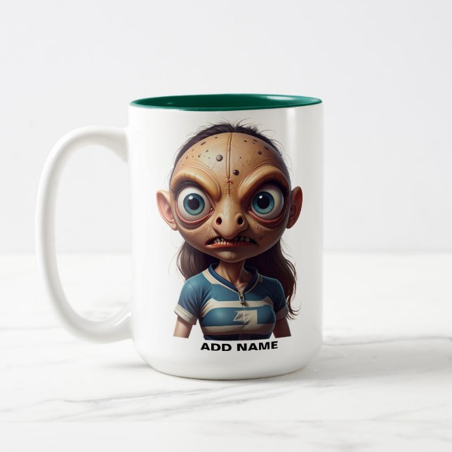 Personalised Two-Tone Women's Rugby Mug (Left)