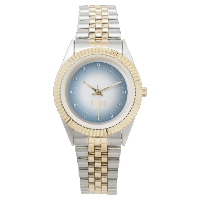 Personalised Two Toned Bracelet Watch/Gold & Blue Watch (Front)