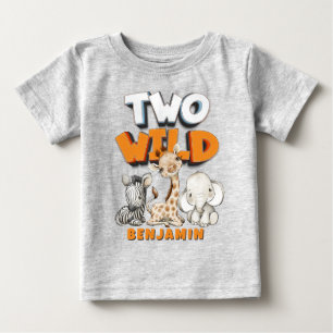 Personalised Two Wild Comics Safari 2nd Birthday Baby T-Shirt