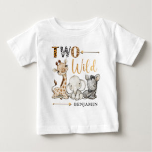 Personalised Two Wild Safari First Birthday Baby B T-Shirt