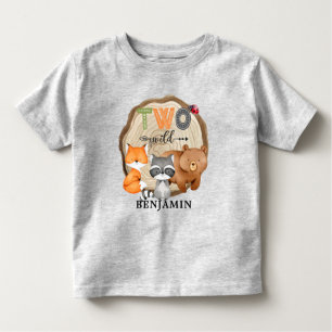 Personalised Two Wild Woodland Animal 2nd Birthday Toddler T-Shirt