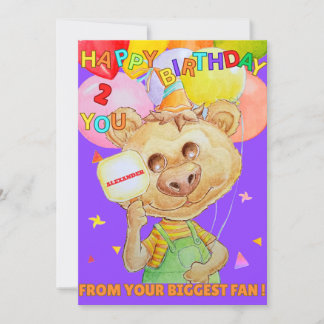Personalised two years old birthday greeting card