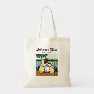 Personalised Two Yellow Labradors and Mum Tote Bag