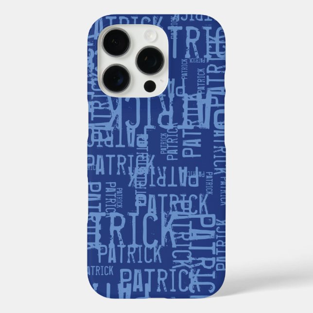 Personalised Typography Blue Name Pattern Case-Mate iPhone Case (Back)