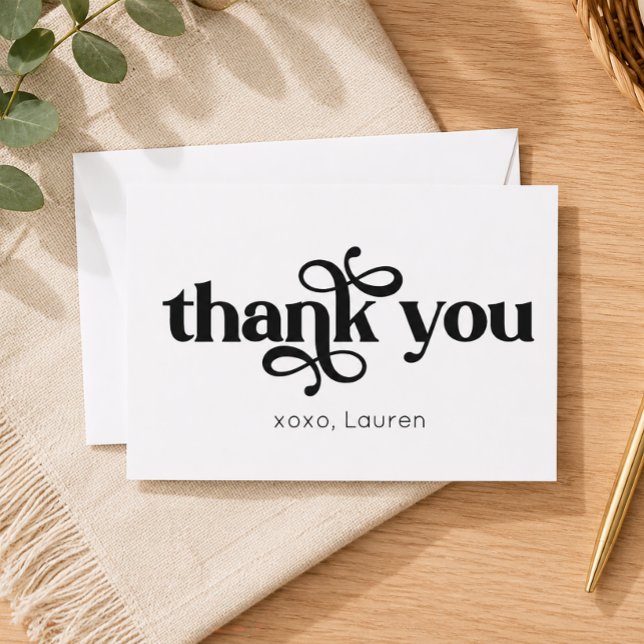 Personalised Typography Flat Thank You Card (Personalized Thank You Card)