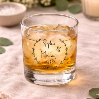 Personalised Typography Names Wedding Favours Whiskey Glass
