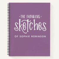 Personalised Typography Purple Sketchbook
