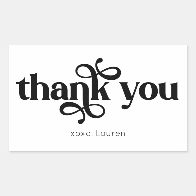 Personalised Typography Thank You Rectangular Sticker (Front)