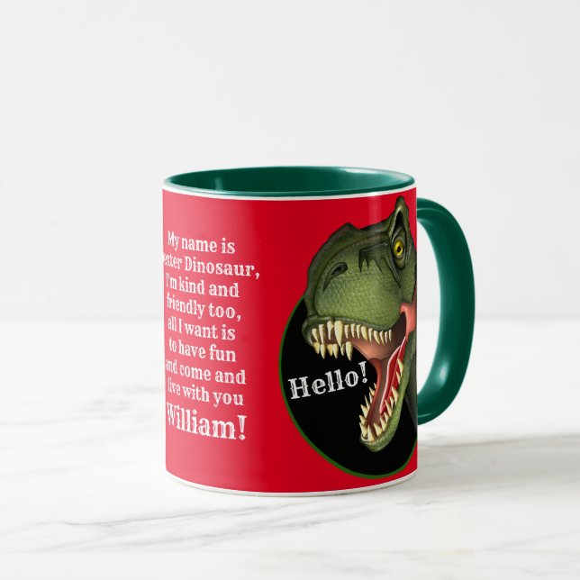 Personalised Tyrannosaurus Rex Dinosaur Mug (Front Right)
