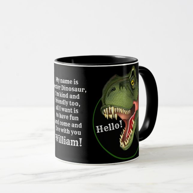 Personalised Tyrannosaurus Rex Dinosaur Mug (Front Right)