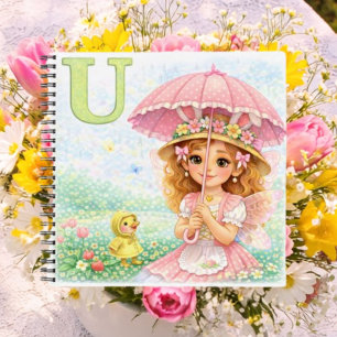 Personalised U Umbrella Gift for Girls Notebook
