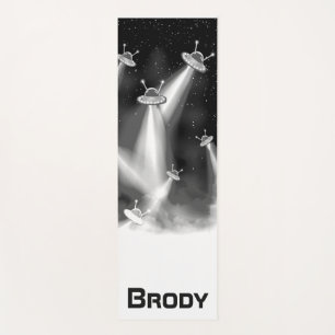 Personalised UFO  Galaxy with Alien Spaceships Yoga Mat