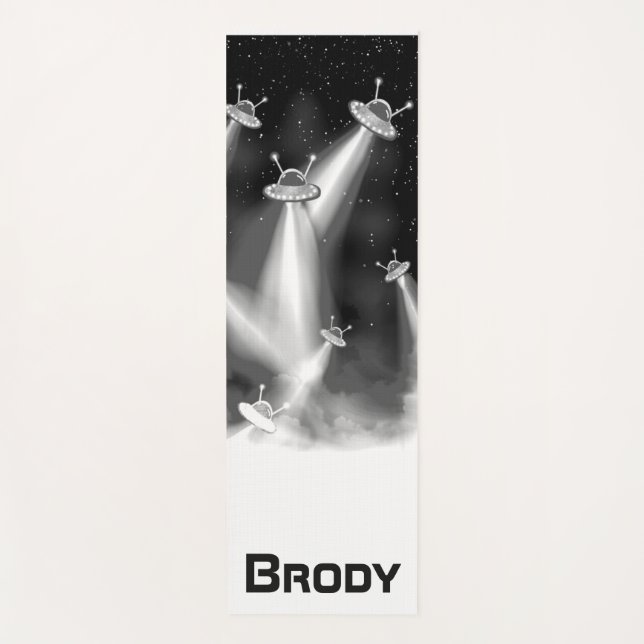 Personalised UFO  Galaxy with Alien Spaceships Yoga Mat (Front)