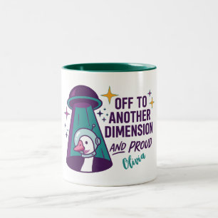 Personalised UFO Goose Mug, Funny Space Gift Two-Tone Coffee Mug